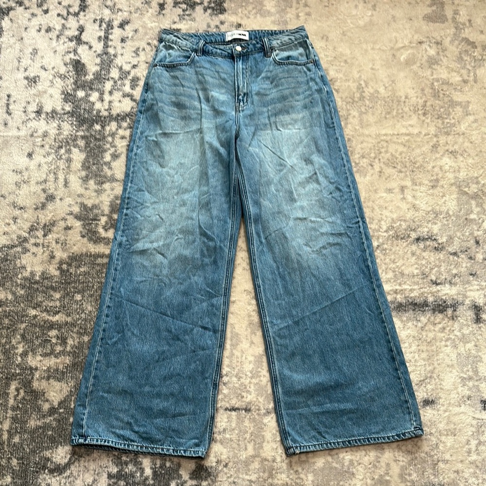 Wide-Leg Blue Denim Jeans